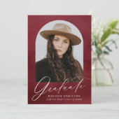 Faire-part Burgundy Aquarelle Arch Photo Graduation (Debout devant)