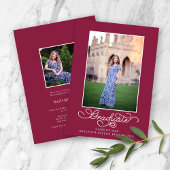 Faire-part Burgundy Elegant Typography Graduation Photo