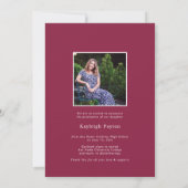 Faire-part Burgundy Elegant Typography Graduation Photo (Dos)