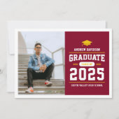 Faire-part Burgundy moderne Gold Photo Graduation (Devant)