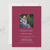 Faire-part Burgundy moderne Script Graduation Arch Photo (Dos)