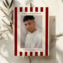 Burgundy Sporty Stripes 2 Photo Graduation