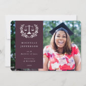 Faire-part Burgundy+White Law Scales Laurel Wreath (Devant)