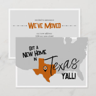 Faire-part Burnt Orange New Home au Texas Y'all Moving
