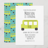 Faire-part Bus fête d'anniversaire n'importe quel âge Invitat (Devant / Derrière)