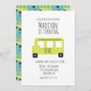 Faire-part Bus fête d'anniversaire n'importe quel âge Invitat
