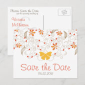 Faire-part Butterfly Whimsy Enregistrer la date Carte postale (Devant / Derrière)