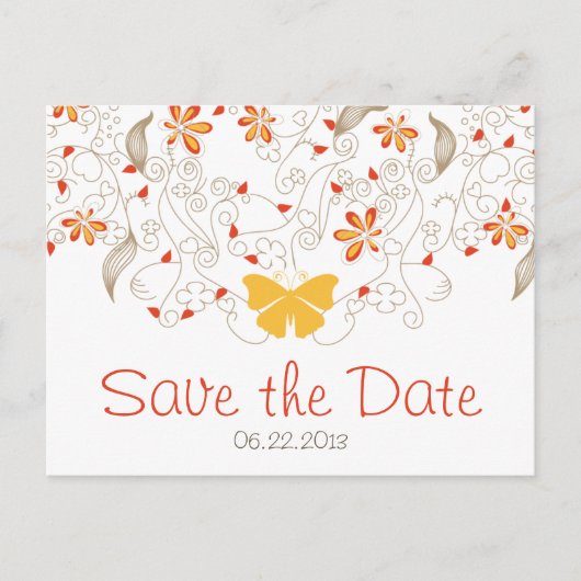 Faire-part Butterfly Whimsy Enregistrer la date Carte postale (Devant)