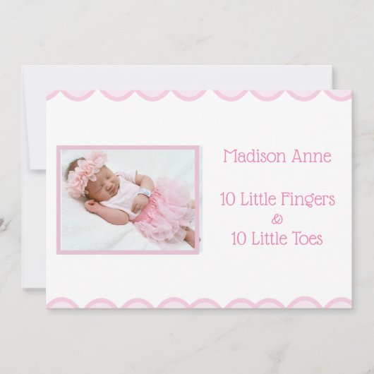Faire-part C’est une fille Script Photo Girly Pink Birth (Devant)