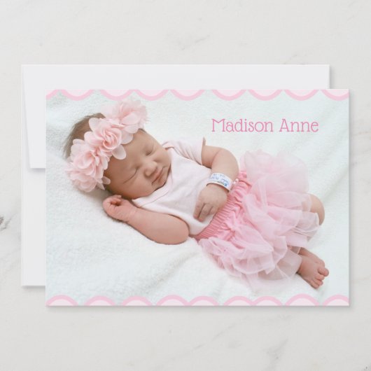 Faire-part C’est une fille Script Photo Rose Girly Elegant Bi (Devant)