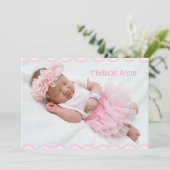 Faire-part C’est une fille Script Photo Rose Girly Elegant Bi (Debout devant)