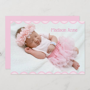 Faire-part C’est une fille Script Photo Rose Girly Elegant Bi