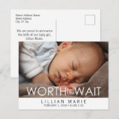 Faire-part Ça valait la peine d'attendre | Carte postale d'an (Devant / Derrière)