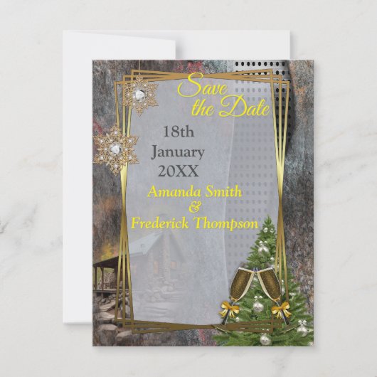 Faire-part Cabine de pierre de famille rustique (Devant)