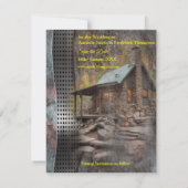 Faire-part Cabine de pierre de famille rustique (Dos)