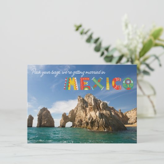 Faire-part Cabo San Lucas Mexique Mariage Enregistrer la date (Debout devant)