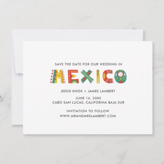 Faire-part Cabo San Lucas Mexique Mariage Enregistrer la date (Dos)