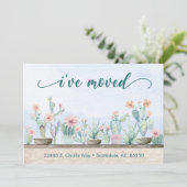 Faire-part Cactus Aquarelle Je Déménage (Debout devant)