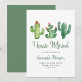 Faire-part Cactus J'Ai Déménagé Nouvelle Maison Green Moving (Devant / Derrière)