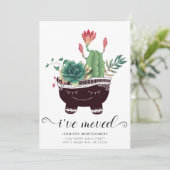 Faire-part Cactus Rose Cute Succulents Whimsical Pot Déplacem (Debout devant)