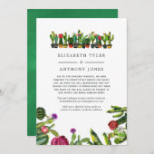 Faire-part Cactus Succulents Fiesta Mariage Réduit Invités (Devant / Derrière)