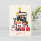 Faire-part Cadeaux légers arbre de Noël 3 photo collage (Debout devant)