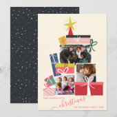 Faire-part Cadeaux légers arbre de Noël 3 photo collage (Devant / Derrière)