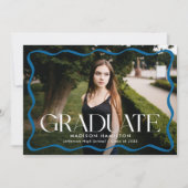 Faire-part Cadre bleu moderne Verre Diplômé Photo (Devant)