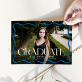 Faire-part Cadre bleu moderne Verre Diplômé Photo