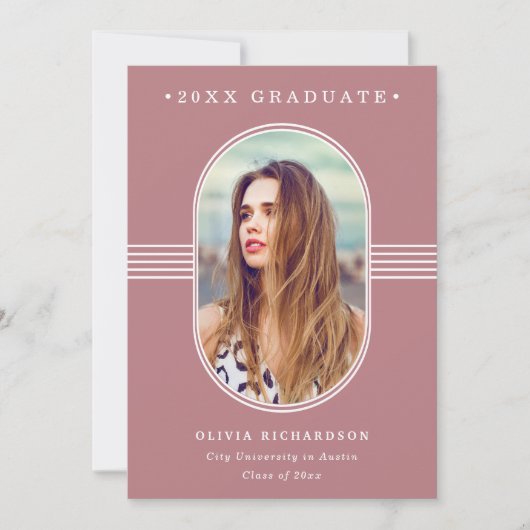 Faire-part Cadre élégant | Dusty Rose Photo Graduation (Devant)
