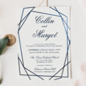 Faire-part Cadre géométrique Mariage bleu marine