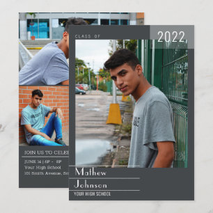 Faire-part Cadre Masculine Moderne Ajoutez Votre Diplôme Phot