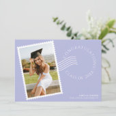 Faire-part Cadre moderne de timbre de poste | Lilac Photo Gra (Debout devant)