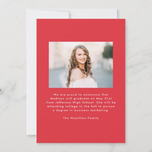 Faire-part Cadre moderne Red Wavy 2 - Diplôme photo (Dos)