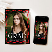 Faire-part Cadre moderne Red Wavy Grad 2 - Grad Photo Graduat