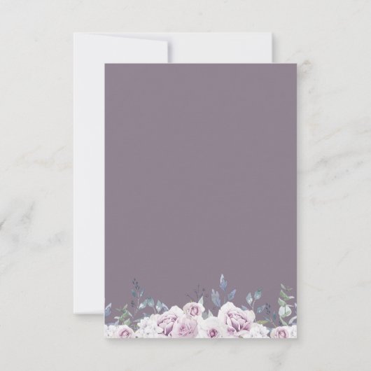 Faire-part Cadre Or Floral Violet Dusty Enregistrer La Date (Dos)