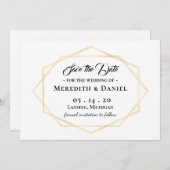 Faire-part Cadre Or Moderne Enregistrer La Date (Devant / Derrière)