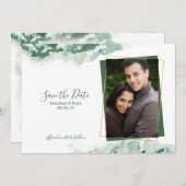 Faire-part Cadre Or Ombre en marbre vert Enregistrer la date (Devant / Derrière)