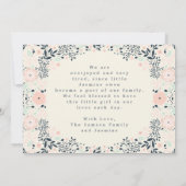 Faire-part cadre pastel fleuri couronne Photo naissance bébé (Dos)