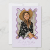 Faire-part Cadre photo gribouillé violet pour la remise des d (Devant)