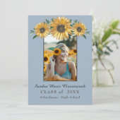 Faire-part Cadre photo tournesol Moderne graduation rustique (Debout devant)