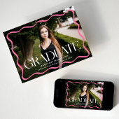 Faire-part Cadre rose Vide Moderne Diplômé de 2e année en pho