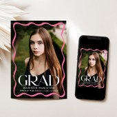 Faire-part Cadre rose vif moderne 2e année - Diplôme photo