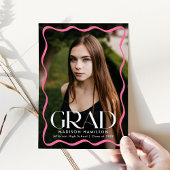 Faire-part Cadre rose vif moderne 2e année - Diplôme photo