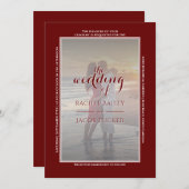 Faire-part Cadre simple moderne 2 photo Mariage blanc rouge f (Devant / Derrière)