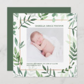 Faire-part Cadre verdoyant | Photo de naissance (Devant / Derrière)