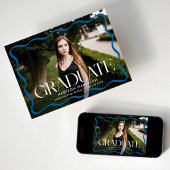 Faire-part Cadre vert moderne Vague Diplômée Photo Graduate