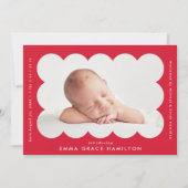 Faire-part Cadres photo Red Modern Scallopé Naissance (Devant)