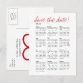 Faire-part Calendrier 2014 Enregistrer la date Carte postale (Devant / Derrière)