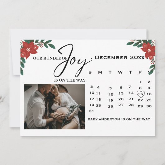 Faire-part Calendrier de Noël Annonce de grossesse (Devant)